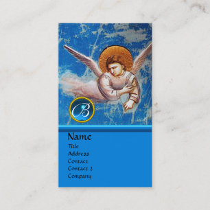 CARTE DE VISITE ANGE VOL EN BLEU, MONOGRAMME DE GEM SAPPHIRE