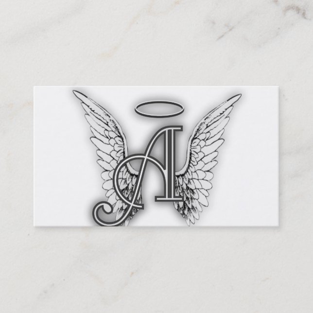 Carte De Visite Angel Alphabet Un Premier Dernier Âge Halo (Devant)