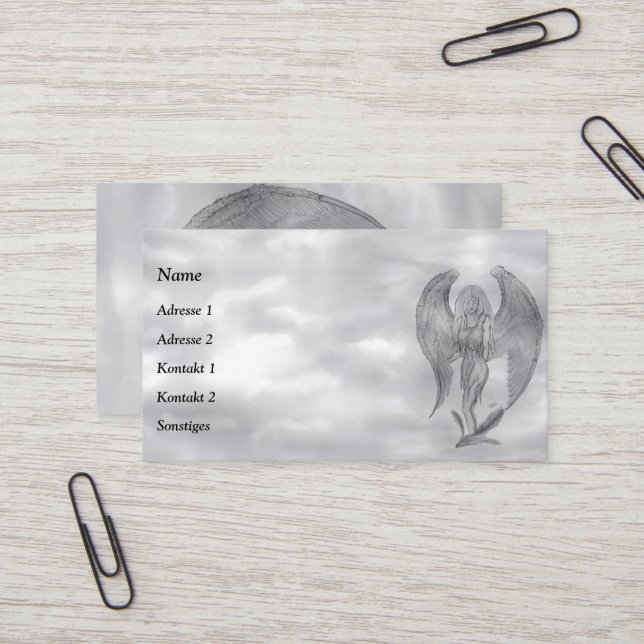 Carte De Visite Angel en style tatouage (Devant/Arrière en situation)