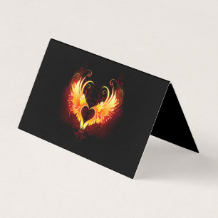 Carte De Visite Angel Fire Heart with Wings