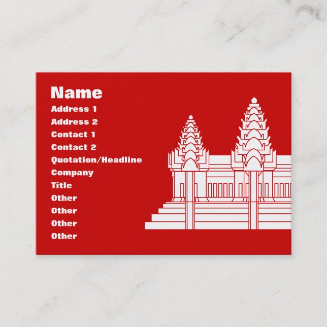 Carte De Visite Angkor Vat Cambodgien / Drapeau Khmer (Devant)