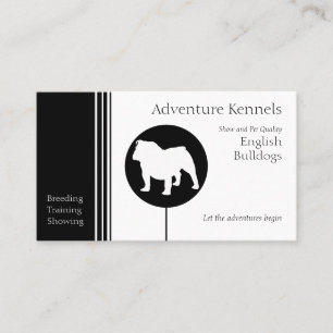 Carte De Visite Anglais Bulldog Silhouette Moderne Noir et Blanc