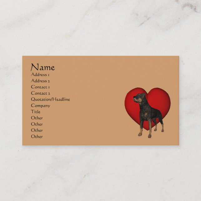 Carte de visite animal de coeur rouge de chien Rot (Devant)