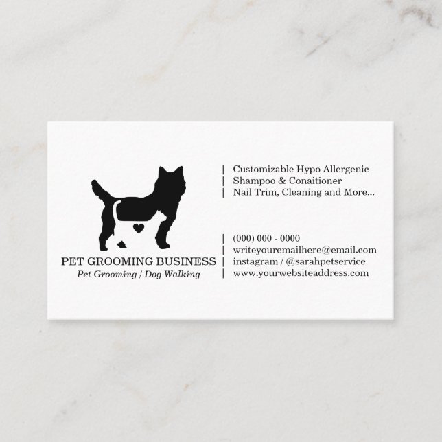 Carte De Visite Animal de compagnie de coeur de chien de chat (Devant)