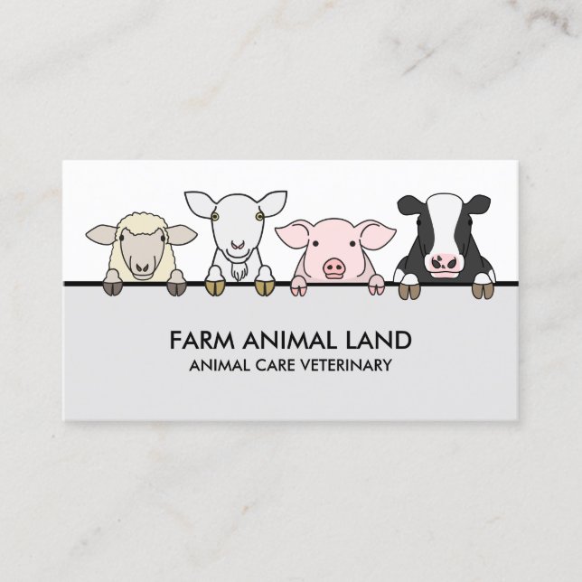 Carte De Visite Animal de ferme Vache Vétérinaire Mouton Chèvre La (Devant)