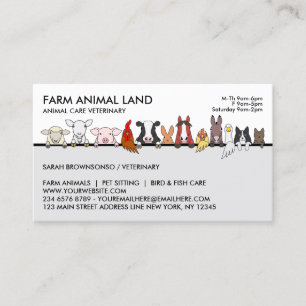Carte De Visite Animal de ferme Visite de rendez-vous suivante Vét
