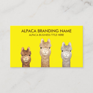 Carte De Visite Animal de l'Alpaca jaune