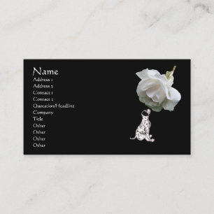 Carte de visite animal de rose blanche chiot dalma