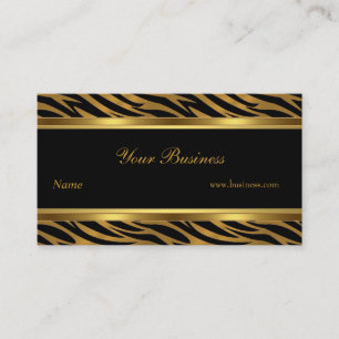 Carte De Visite Animal Gold Black Stripe Élégant Classé 2