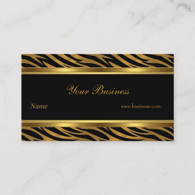Carte De Visite Animal Gold Black Stripe Élégant Classé 2 (Devant)
