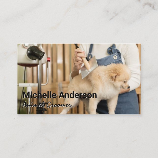 Carte De Visite Animal Groomer Compiler Cheveux de chien (Devant)