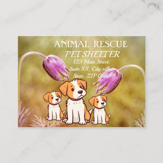 Carte De Visite Animal Rescue Pet Shelter Organisation Simple Chic (Devant)