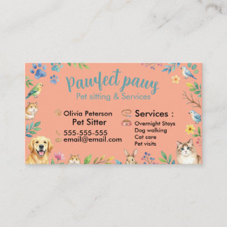 Carte De Visite Animaux aquarelle mignons Siège pour animaux de co