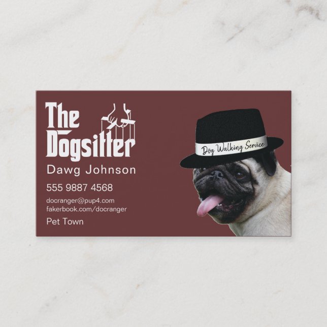Carte De Visite Animaux assis 🐾 Dogfather Chien Walker Fiable (Devant)