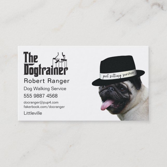 Carte De Visite Animaux assis 🐾 Dogfather Chien Walker Fiable (Devant)