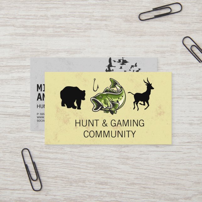 Carte De Visite Animaux / Chasse / Jeux (Devant/Arrière en situation)