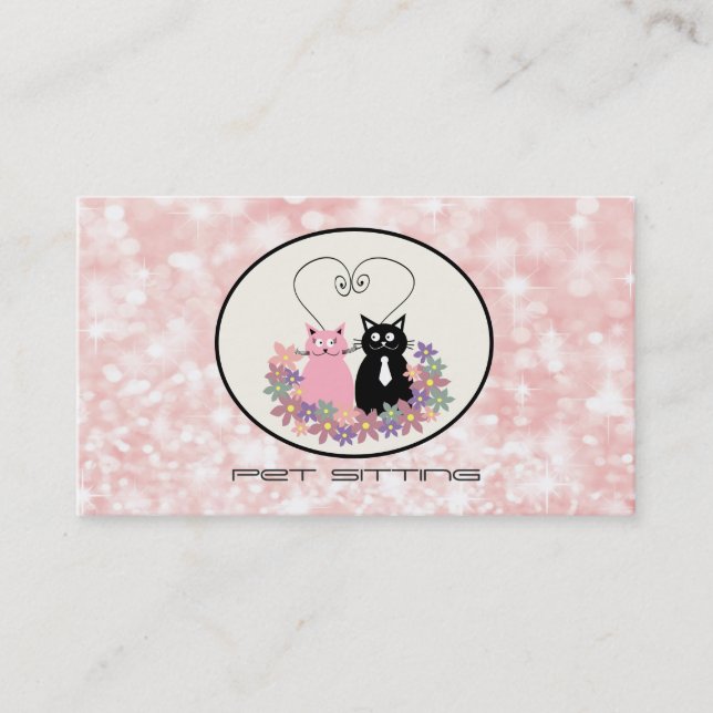 Carte De Visite Animaux de compagnie assis drôle chats fleuris gli (Devant)