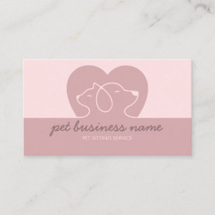 Carte De Visite Animaux de compagnie Logo Chien Chat Coeur rose vé