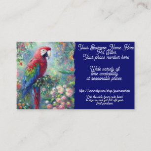 Carte De Visite Animaux de compagnie Sitter Parrot Oiseau Fleurs d