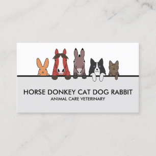 Carte De Visite Animaux de la ferme Cheval Âne Chat Chien Lapin
