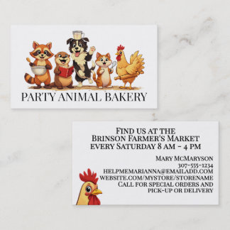 Carte De Visite Animaux mignons faisant de la pâtisserie boulanger