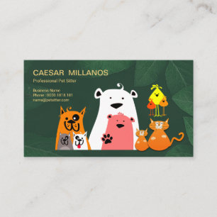 Carte De Visite Animaux mignons jouant dans la garde d'enfants