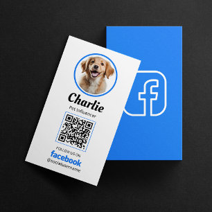 Carte De Visite Animaux sociaux Facebook Chien Photo QR Code