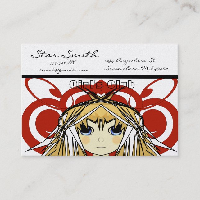 Carte De Visite Anime Girl's Club (Devant)