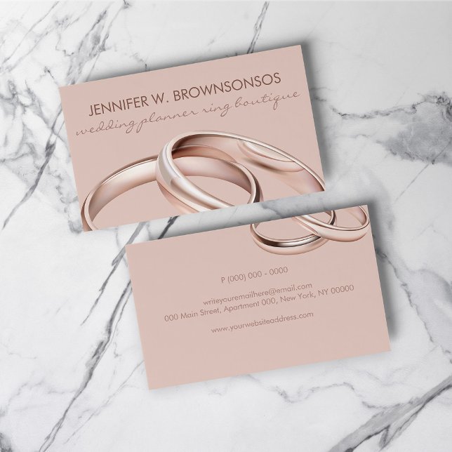 Carte De Visite Anneau de célébration Mariage rose rose or (Rose gold Pink Wedding Celebration Ring Business Card)