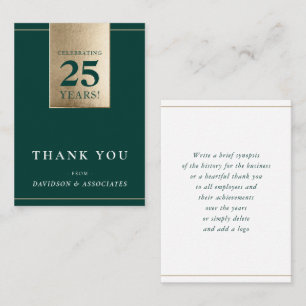 Carte De Visite ANNIVERSAIRE DE L'ENTREPRISE affaires blanc or ver