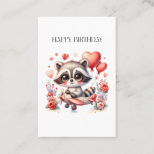 Carte De Visite Anniversaire de Raton Laveur Volant