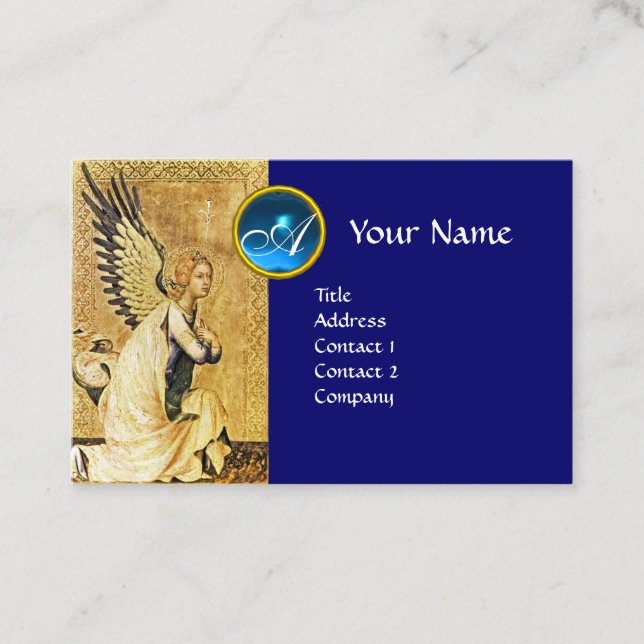 Carte De Visite ANNONCE ANGEL Blue Sapphire Gem Monogramme (Devant)