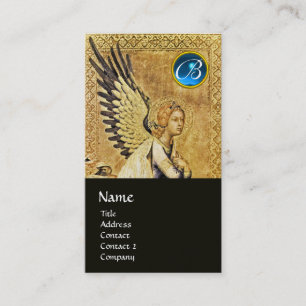 Carte De Visite ANNONCIATION MONOGRAMME ANGEL, or Blue Sapphire