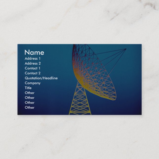 Carte De Visite Antenne parabolique Animée au-dessus d'arrière - (Devant)
