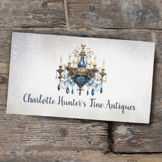 Carte De Visite Antique boutique, vintage vieux lustre or et bleu
