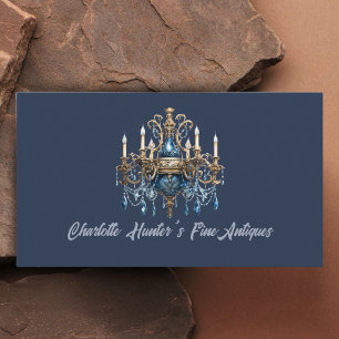 Carte De Visite Antique boutique, vintage vieux lustre or et bleu