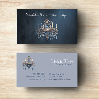 Carte De Visite Antique boutique, vintage vieux lustre or et bleu