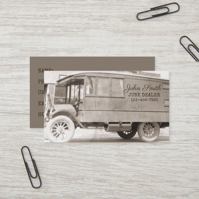 Carte De Visite Antique Camion Sepia Junk Concessionnaire Arrière  (Devant/Arrière en situation)