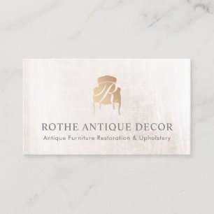 Carte De Visite Antique Chaise Française Gold Monogramme Logo