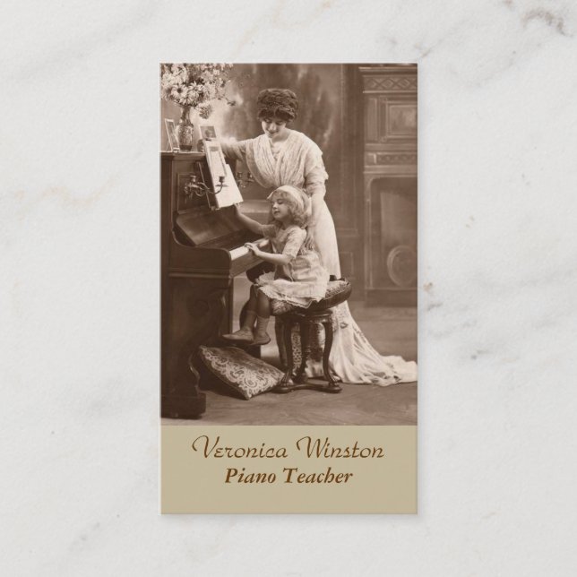 Carte de visite antique de professeur de piano (Devant)