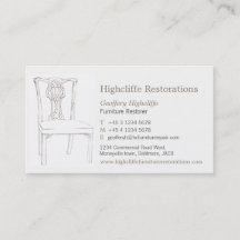Carte de visite antique de restaurations de chaise