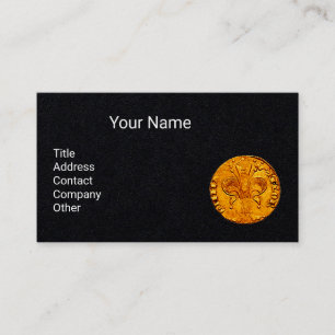 Carte De Visite ANTIQUE GOLD FLORENTINE FORINT Black Paper