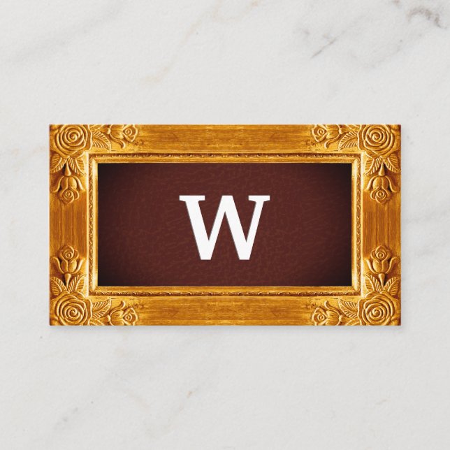 Carte De Visite Antique Gold Frame | Texture en cuir de luxe (Devant)