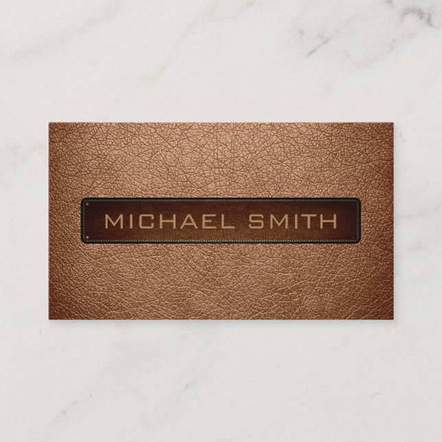 Carte De Visite Antique laiton cuir look professionnel (Devant)