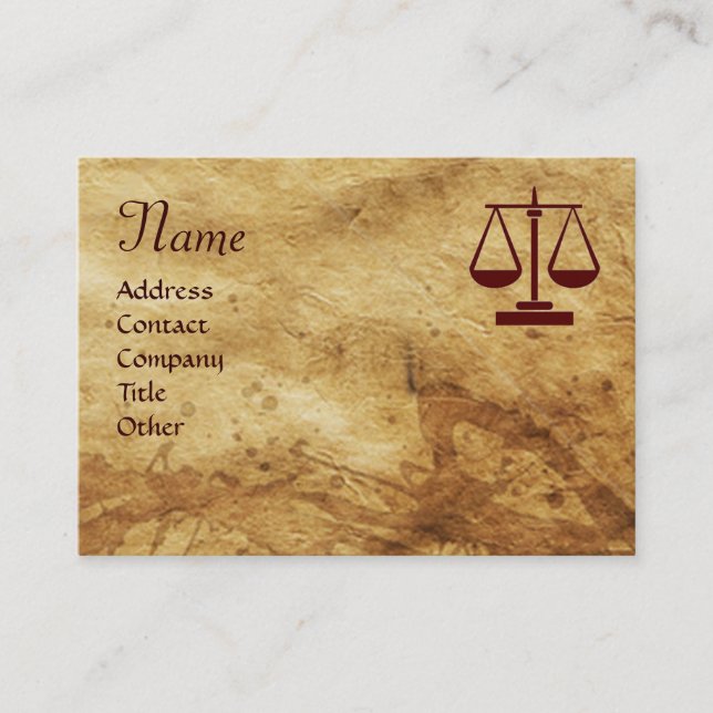 Carte De Visite ANTIQUE PARCHEMENT / BUREAU JURIDIQUE, ATTORNEY Mo (Devant)