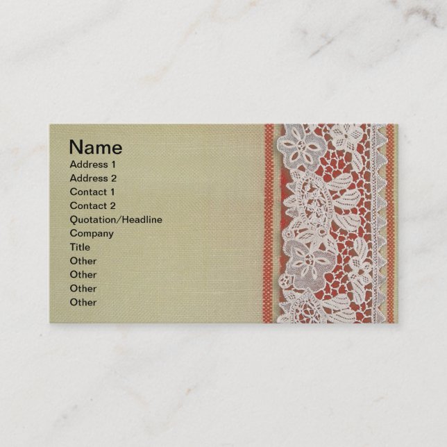 Carte De Visite Antique Rose dentelle Rustique Rouge Victorien Bur (Devant)