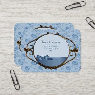 Carte De Visite Antiquité élégante bleue rêveuse florale