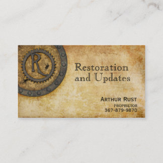 Carte De Visite Antiquité R de monogramme de Steampunk