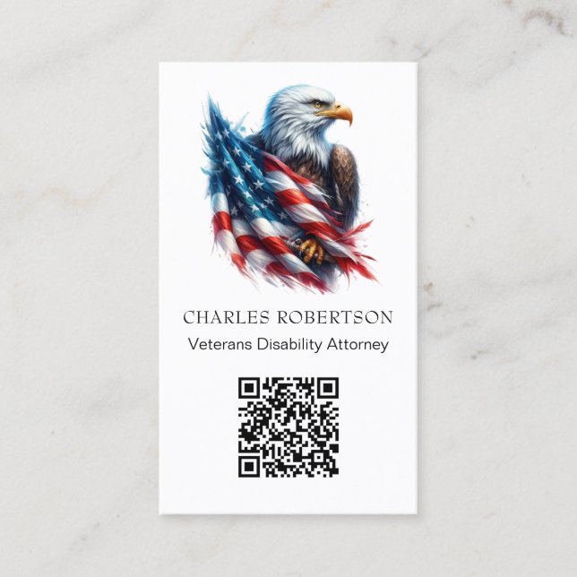 Carte De Visite *~* AP16 - Photo QR American Flag Bald Eagle (Devant)