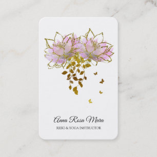 Carte De Visite *~* AP32 Pink Lotus Butterfly Flower Logo Zen QR